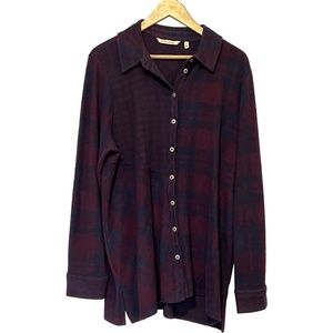 Soft Surroundings Paramour Burgundy/Blue Plaid Tunic, XL, EUC